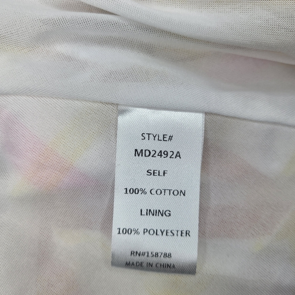 Mable Dress Babydoll White Pastel Plaid Square Neck Puff Sleeves Tie Back Size M - Picture 9 of 9